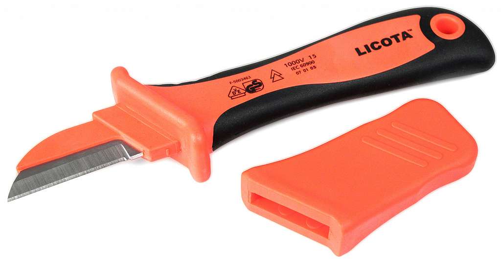 Нож электрика для снятия изоляции VDE 1000В, с изолированным лезвием Licota AKD-V005 купить