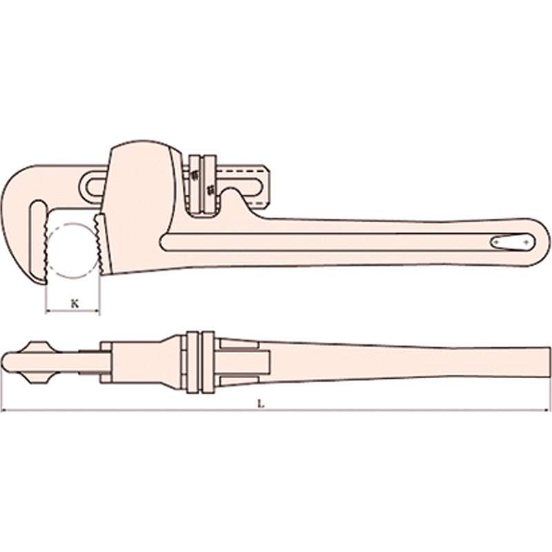 Ключ трубный "американский тип" искробезопасный 0-50 мм, 350 мм купить