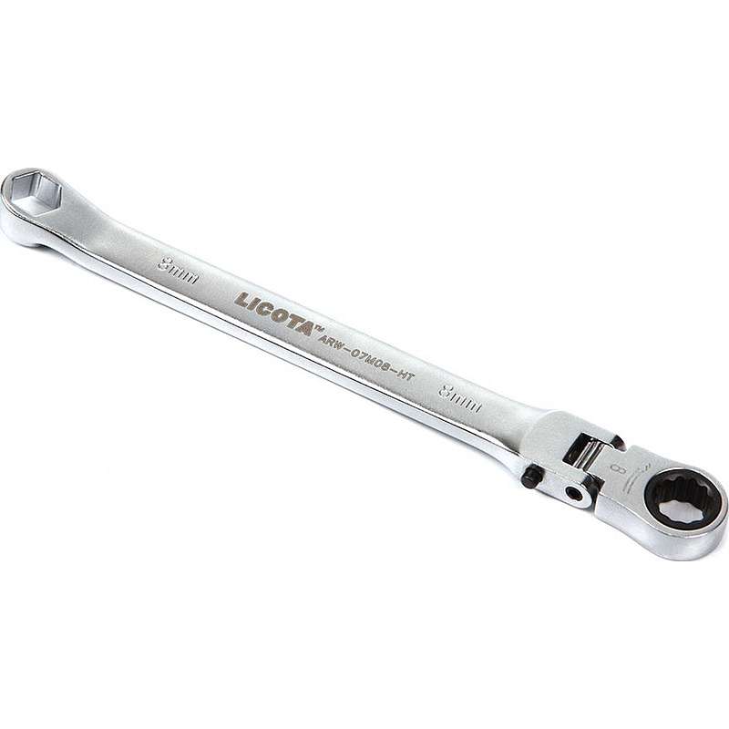 Ключ трещоточный гибкий с фиксацией и накидной 6гр. 15° 8 мм Licota ARW-07M08 купить